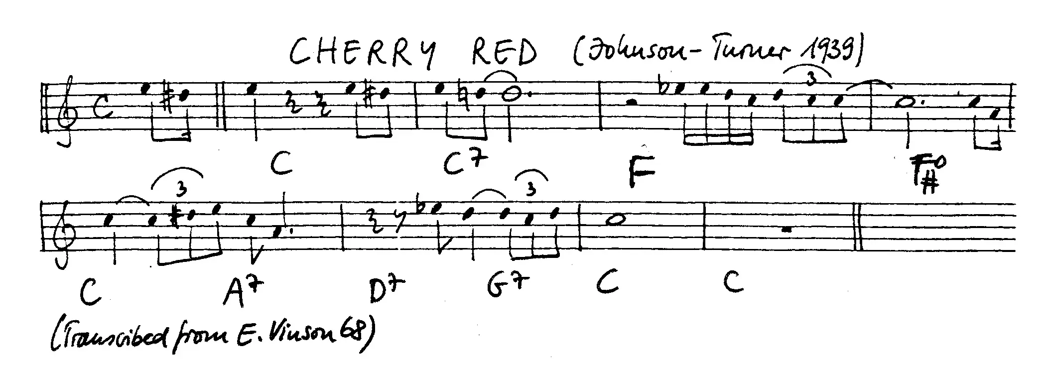 cherry red. Free Jazz Leadsheet, courtesy of The Jungle Jazz Band